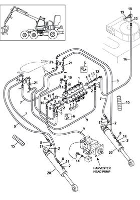 Moteur d'avancement arrière, conduites hydrauliques 9992072