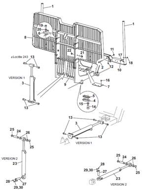 Grille amovible hydraulique, montage 9992432