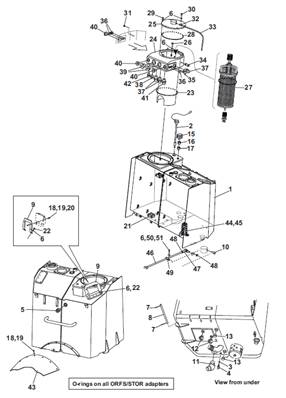 Réservoir hydraulique, assemblage 9903249