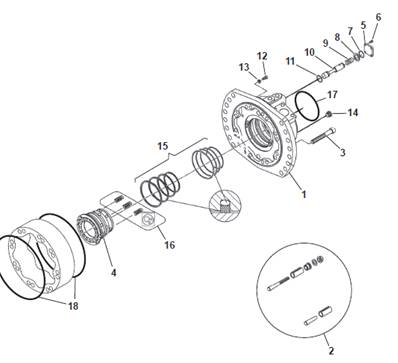 Moteur d'avancement arrière, carter 9991692