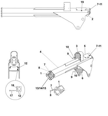 Bras de télescope grue 250 11m, assemblage 9992114