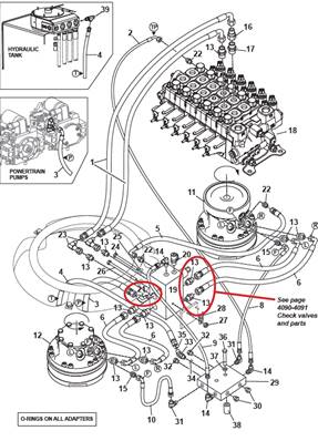 Moteur rotation tourelle, conduites hydrauliques 9992745