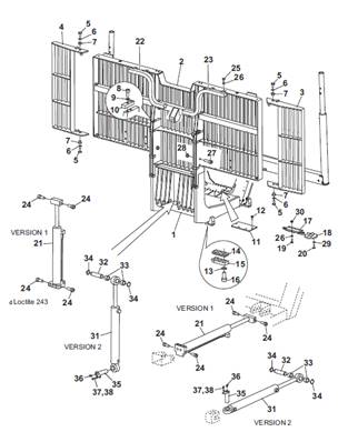 Grille amovible hydraulique et mécanique, montage 9992435