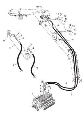 Balancier grue, conduites hydrauliques 9992800