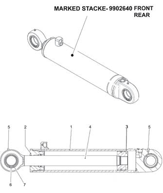 Bras pendulaire arrière, vérins hydraulique 9992910