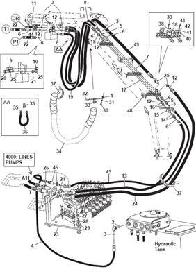 Tête d'abattage, conduites hydrauliques 9992934