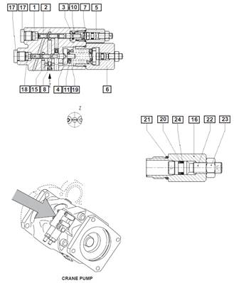 Pompe hydraulique de grue, valve de commande 02466272