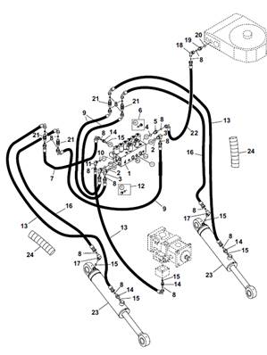 Moteur d'avancement arrière, conduites hydrauliques 9991480