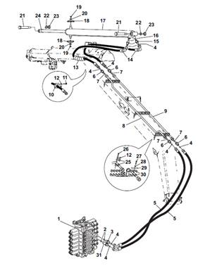 Télescope grue, conduites hydrauliques 9991924