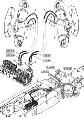 Conduites hydrauliques d'oscillation de tourelle 9990076