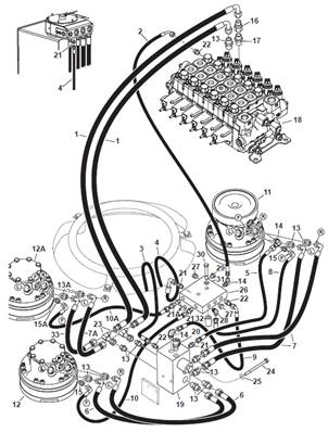 Conduites hydrauliques des moteurs de rotation de tourelle 9990078