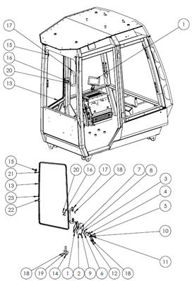 Equipements cabine, paroi arrière latérale 9991387