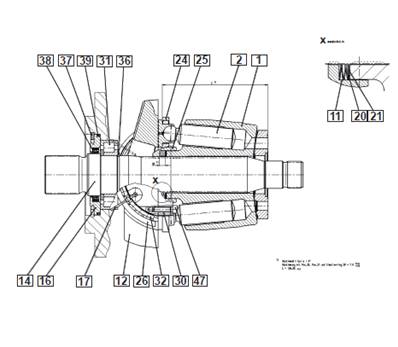 Pompe hydraulique tête abattage, rotation 9992081