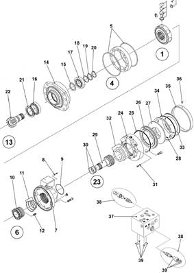 Moteur rotation tourelle, assemblage 7016642