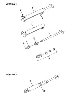 Vérin hydraulique grille, assemblage 9991322