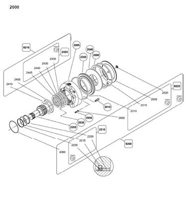 Moteur rotation tourelle avec freins, assemblage 99929296