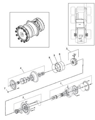 Moteur d'avancement arrière, assemblage 7031968-7031969