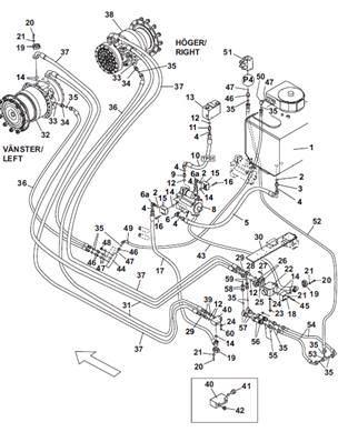 Moteur d'avancement avant, conduites hydrauliques 9991456