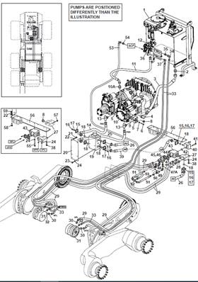 Moteur d'avancement avant MSE08, conduites hydrauliques 9992041