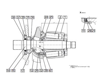 Pompe hydraulique tête abattage, rotation 9992309