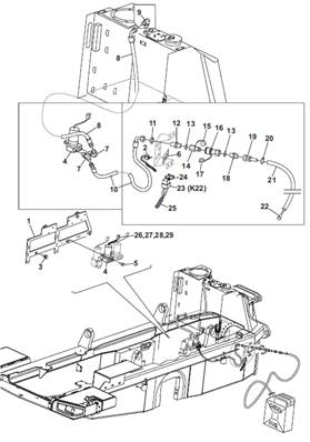 Pompe remplissage hydraulique et carburant, montage 9992476