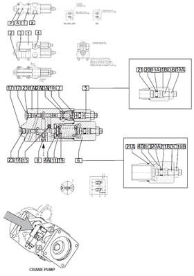 Pompe hydraulique grue, valve de commande 9992761