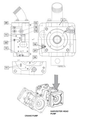 Pompe hydraulique tête abattage, plaque d'adaptation 99929448