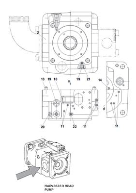 Pompe hydraulique tête d'abattage, assemblage 7032911
