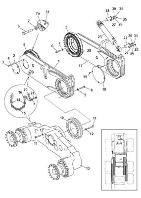 Bogie pendulaire avant, montage 9991829