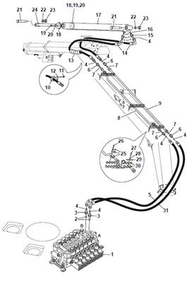 Télescope grue, conduites hydrauliques 9991052