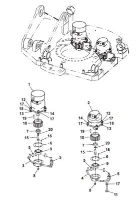 Moteur rotation tourelle, montage 9991481