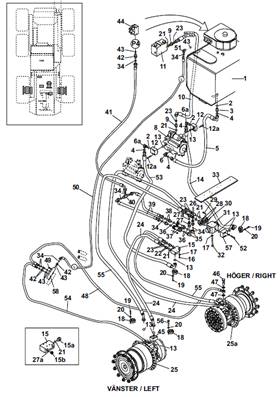 Moteur d'avancement arrière,conduites hydrauliques 9992216