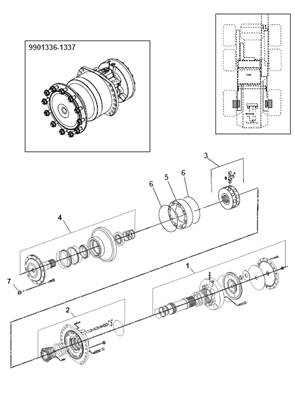 Moteur d'avancement arrière, assemblage 9992707