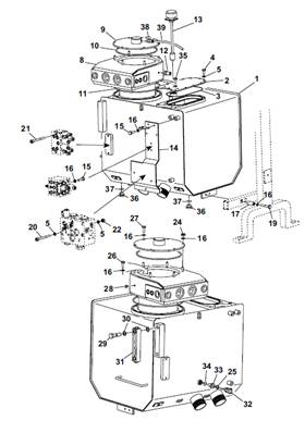 Réservoir hydraulique, montage 9901203