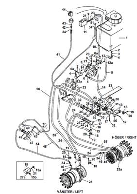 Moteur d'avancement arrière,conduites hydrauliques 9991460