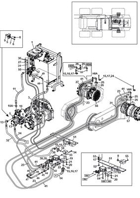 Moteur d'avancement arrière,conduites hydrauliques 9991694