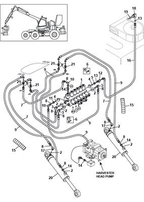 Moteur d'avancement arrière, conduites hydrauliques 9992186