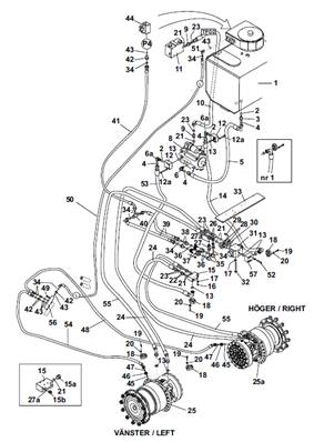 Moteur d'avancement arrière,conduites hydrauliques 9992328