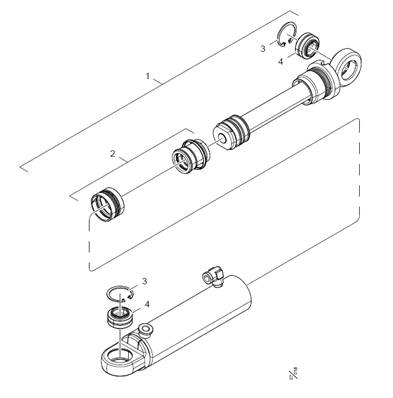 Vérin de bras de rouleaux, couteau inférieur et supérieurs LM013202