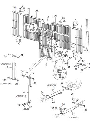 Grille amovible hydraulique et mécanique, montage 9991506