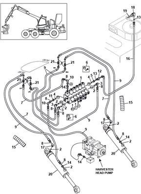 Moteur d'avancement arrière, conduites hydrauliques 9992742