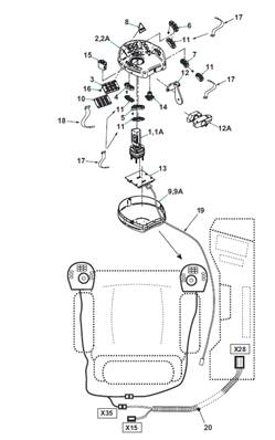 Console joystick droite, assemblage 9991249