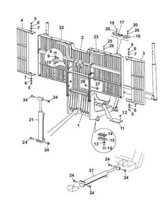 Grille amovible hydraulique et mécanique, montage 9992342