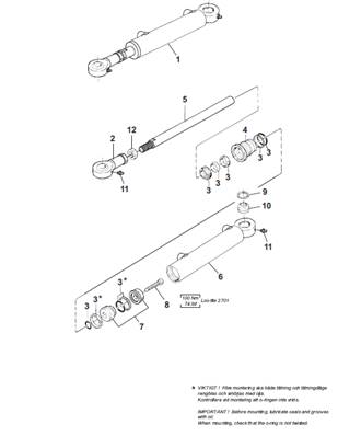 Vérin hydraulique marche-pied, assemblage 9992367