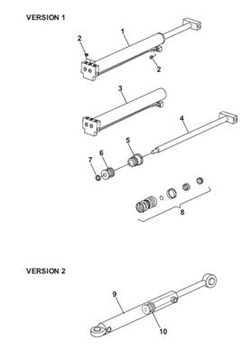 Vérin hydraulique grille, assemblage 9992536