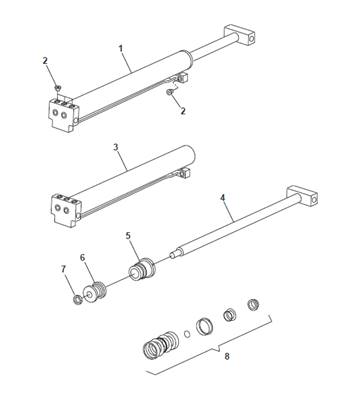 Vérin hydraulique grille, assemblage 9901625