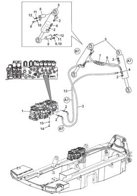 Oscillation articulation, conduites hydrauliques 9902587