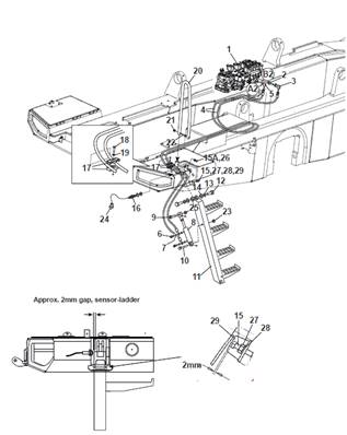 Marche-pied, conduites hydrauliques 9991527