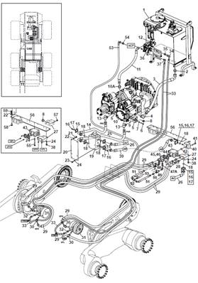 Moteur d'avancement avant MSE08, conduites hydrauliques 9991688