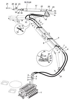 Télescope grue, conduites hydrauliques 9992801